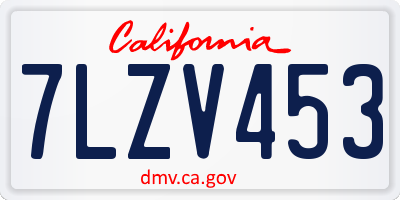 CA license plate 7LZV453