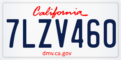 CA license plate 7LZV460