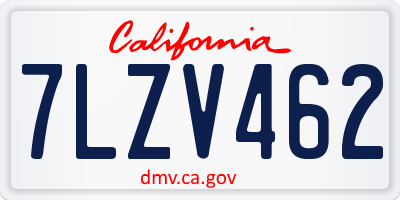 CA license plate 7LZV462