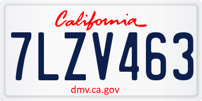 CA license plate 7LZV463