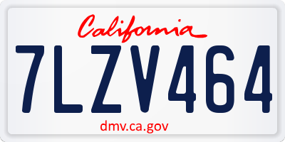 CA license plate 7LZV464
