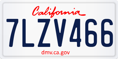 CA license plate 7LZV466
