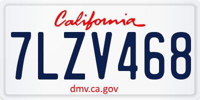 CA license plate 7LZV468