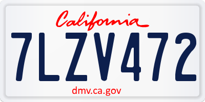 CA license plate 7LZV472