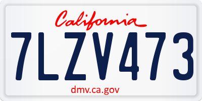 CA license plate 7LZV473