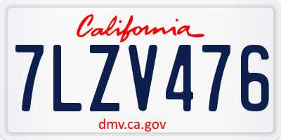 CA license plate 7LZV476