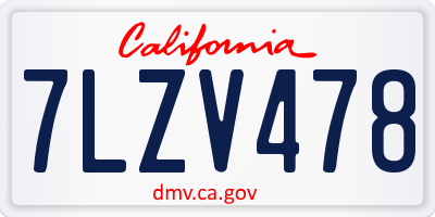 CA license plate 7LZV478