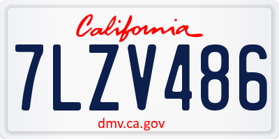 CA license plate 7LZV486
