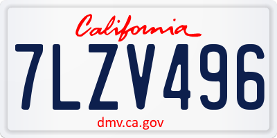 CA license plate 7LZV496