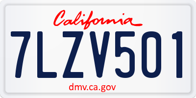CA license plate 7LZV501