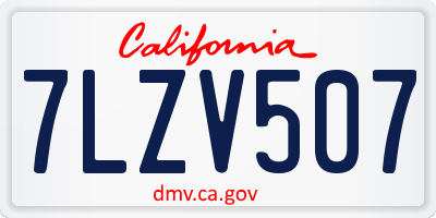 CA license plate 7LZV507