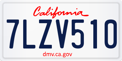 CA license plate 7LZV510