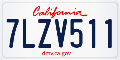 CA license plate 7LZV511