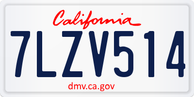 CA license plate 7LZV514