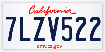 CA license plate 7LZV522