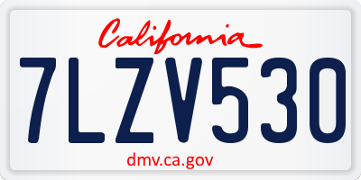 CA license plate 7LZV530