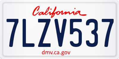 CA license plate 7LZV537
