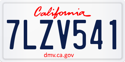 CA license plate 7LZV541