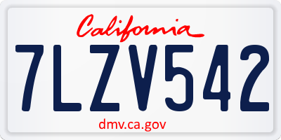 CA license plate 7LZV542