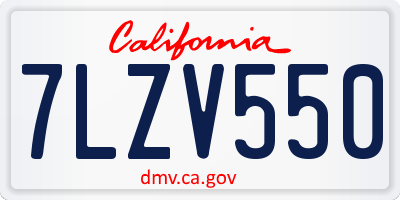 CA license plate 7LZV550