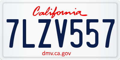 CA license plate 7LZV557