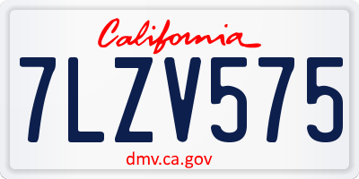 CA license plate 7LZV575