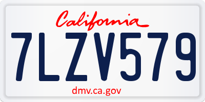 CA license plate 7LZV579