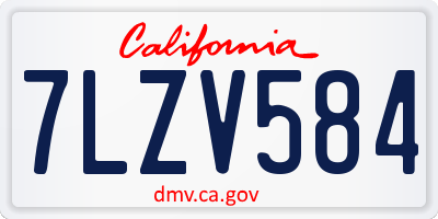 CA license plate 7LZV584