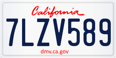 CA license plate 7LZV589