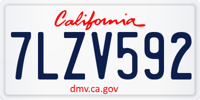 CA license plate 7LZV592
