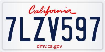 CA license plate 7LZV597