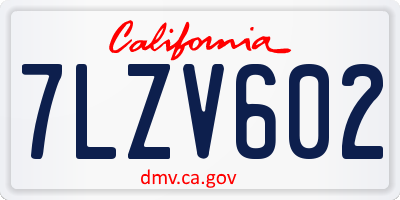 CA license plate 7LZV602