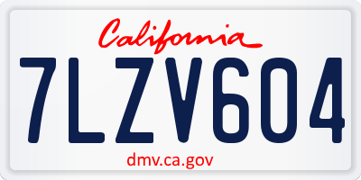 CA license plate 7LZV604
