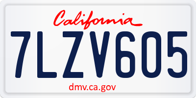CA license plate 7LZV605