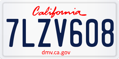 CA license plate 7LZV608
