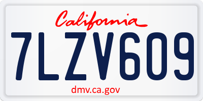 CA license plate 7LZV609