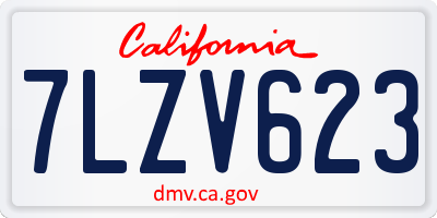 CA license plate 7LZV623