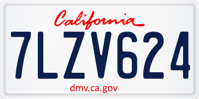 CA license plate 7LZV624