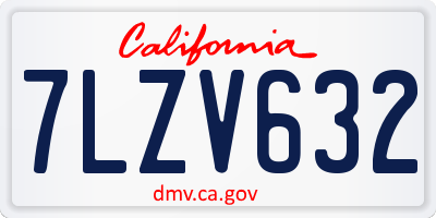 CA license plate 7LZV632
