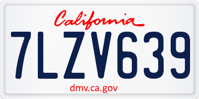 CA license plate 7LZV639