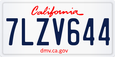 CA license plate 7LZV644