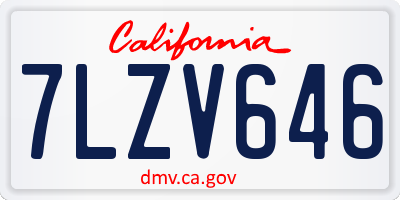 CA license plate 7LZV646