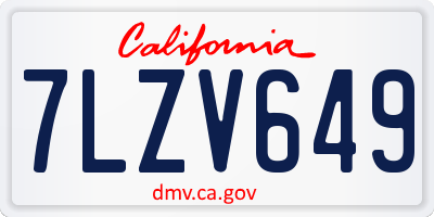 CA license plate 7LZV649