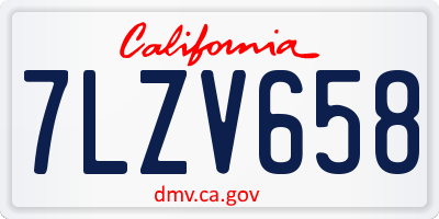 CA license plate 7LZV658