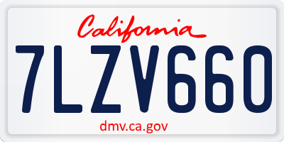 CA license plate 7LZV660