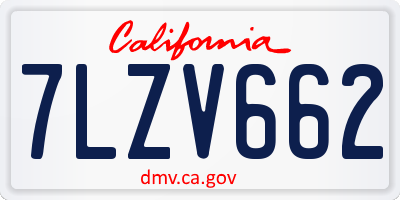 CA license plate 7LZV662