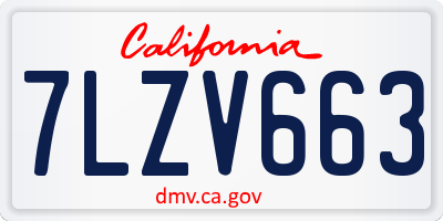 CA license plate 7LZV663