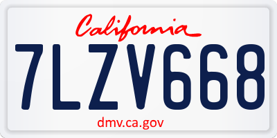 CA license plate 7LZV668