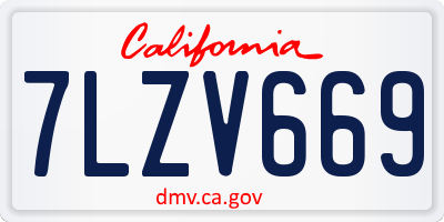 CA license plate 7LZV669