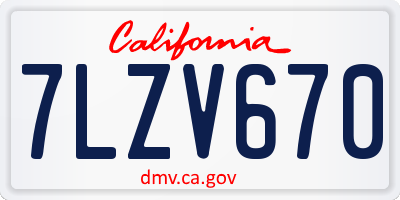 CA license plate 7LZV670
